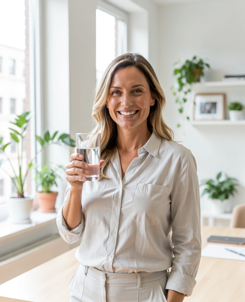 Professionell näringsrådgivare i en ljus miljö